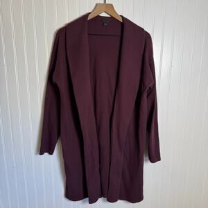 Ann Taylor Waffle Open Cardigan Plum Purple Women’s Size Large